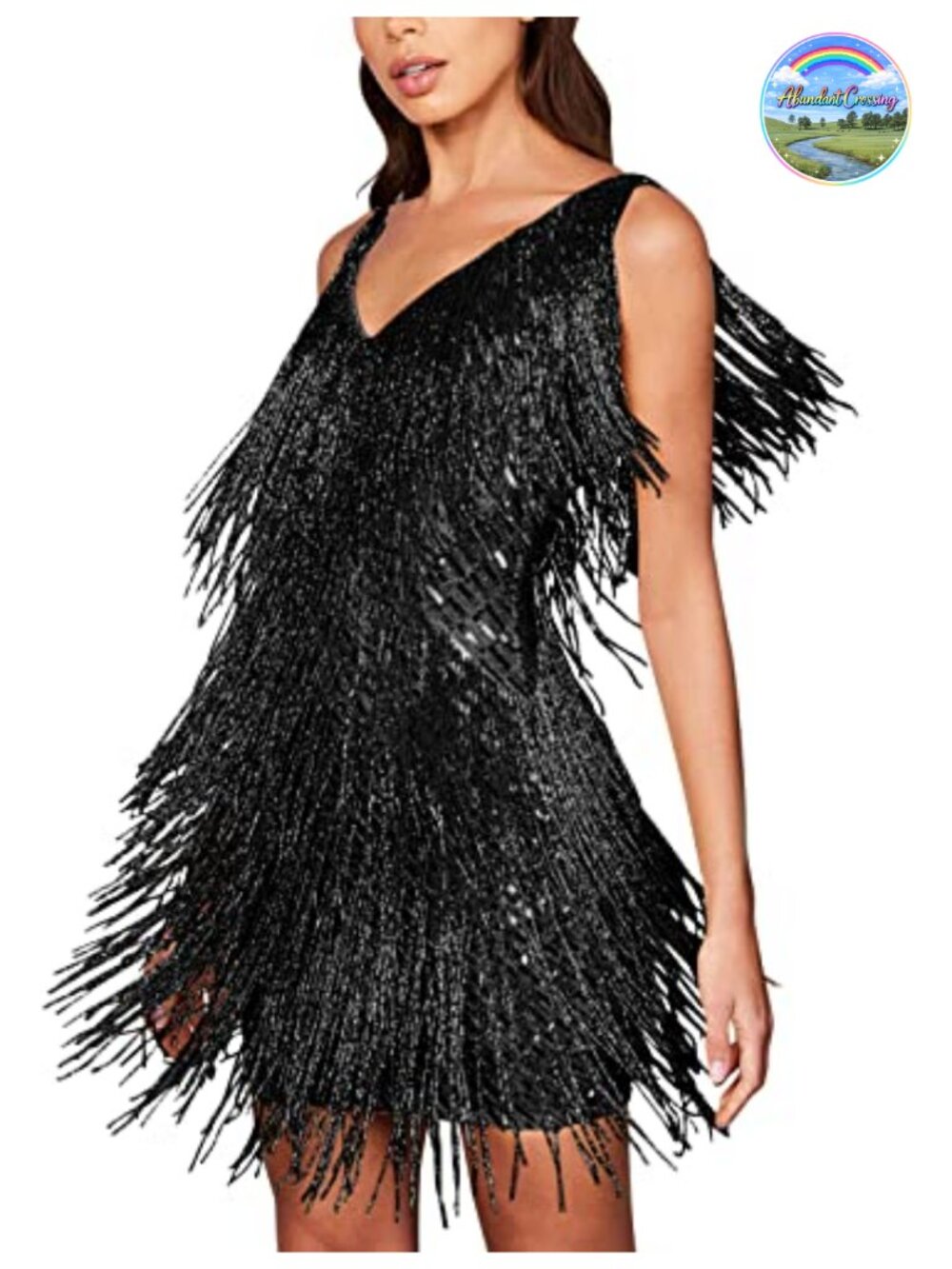 Sequin Flapper Mini Dress Fringe 1920s Gatsby Cocktail Party